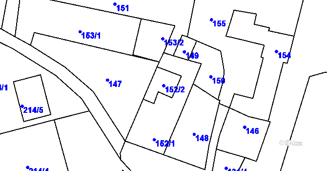 Parcela st. 152/2 v KÚ Droždín, Katastrální mapa