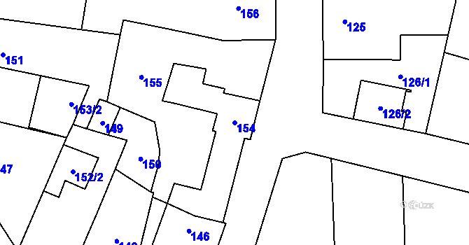 Parcela st. 154 v KÚ Droždín, Katastrální mapa
