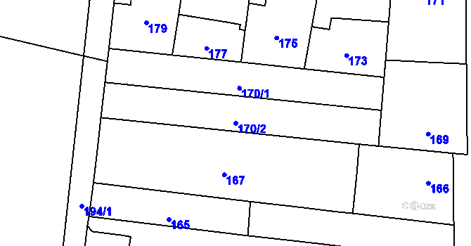 Parcela st. 170/2 v KÚ Droždín, Katastrální mapa