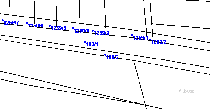 Parcela st. 190/2 v KÚ Droždín, Katastrální mapa