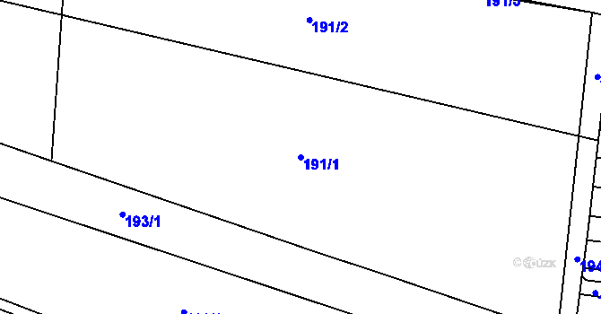 Parcela st. 191/1 v KÚ Droždín, Katastrální mapa