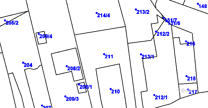 Parcela st. 211 v KÚ Droždín, Katastrální mapa