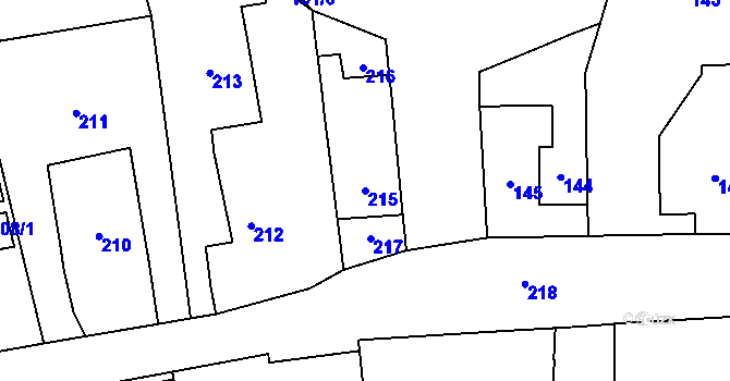 Parcela st. 215 v KÚ Droždín, Katastrální mapa