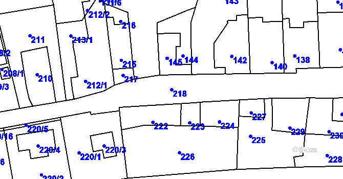 Parcela st. 218 v KÚ Droždín, Katastrální mapa