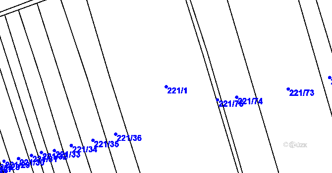 Parcela st. 221/1 v KÚ Droždín, Katastrální mapa