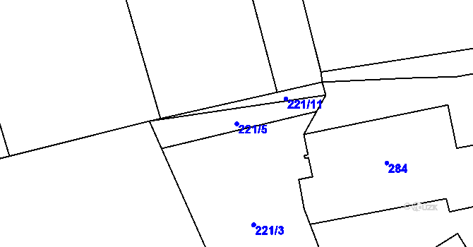 Parcela st. 221/5 v KÚ Droždín, Katastrální mapa