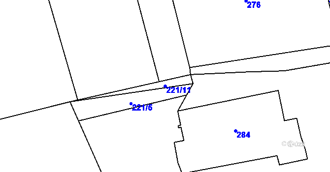 Parcela st. 221/11 v KÚ Droždín, Katastrální mapa