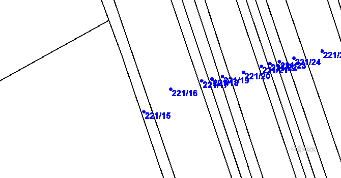 Parcela st. 221/16 v KÚ Droždín, Katastrální mapa