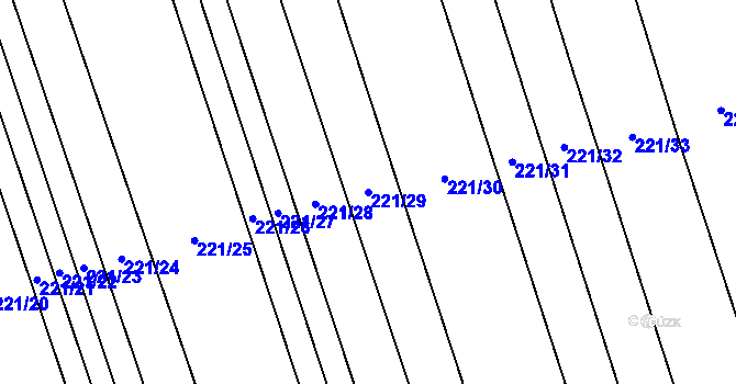 Parcela st. 221/29 v KÚ Droždín, Katastrální mapa