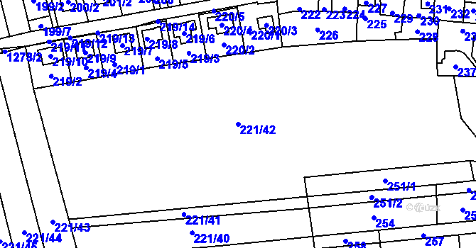 Parcela st. 221/42 v KÚ Droždín, Katastrální mapa