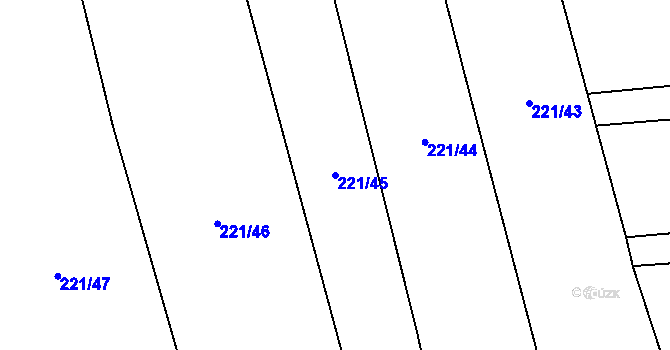 Parcela st. 221/45 v KÚ Droždín, Katastrální mapa