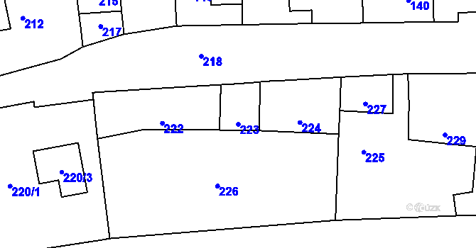 Parcela st. 223 v KÚ Droždín, Katastrální mapa