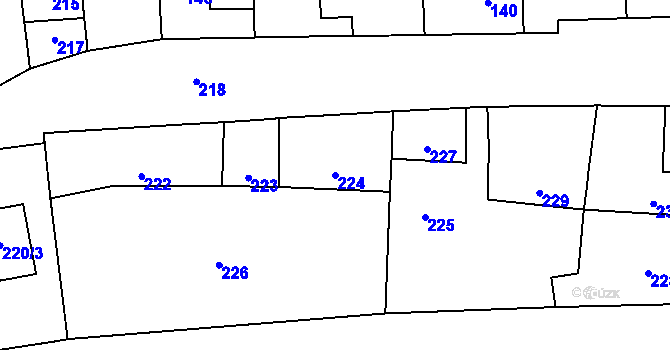 Parcela st. 224 v KÚ Droždín, Katastrální mapa