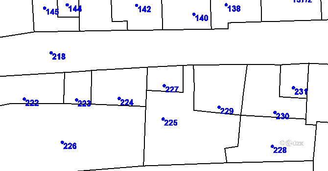 Parcela st. 227 v KÚ Droždín, Katastrální mapa