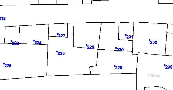 Parcela st. 229 v KÚ Droždín, Katastrální mapa