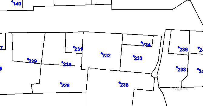 Parcela st. 232 v KÚ Droždín, Katastrální mapa