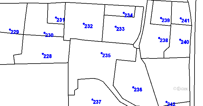 Parcela st. 235 v KÚ Droždín, Katastrální mapa