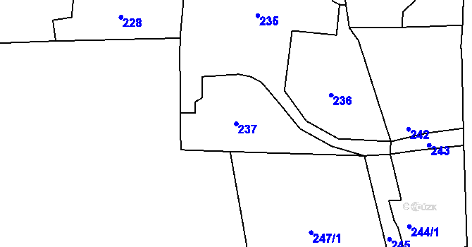 Parcela st. 237 v KÚ Droždín, Katastrální mapa