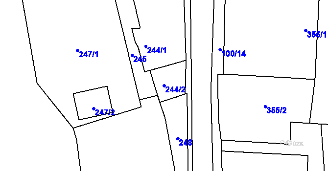 Parcela st. 244/2 v KÚ Droždín, Katastrální mapa