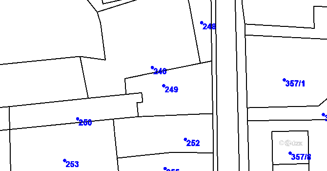 Parcela st. 249 v KÚ Droždín, Katastrální mapa