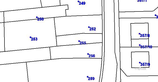 Parcela st. 255 v KÚ Droždín, Katastrální mapa