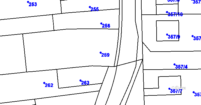 Parcela st. 259 v KÚ Droždín, Katastrální mapa