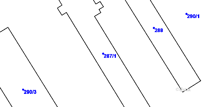 Parcela st. 287/1 v KÚ Droždín, Katastrální mapa