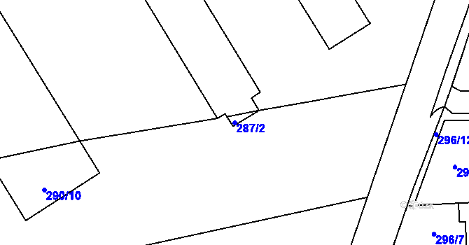 Parcela st. 287/2 v KÚ Droždín, Katastrální mapa
