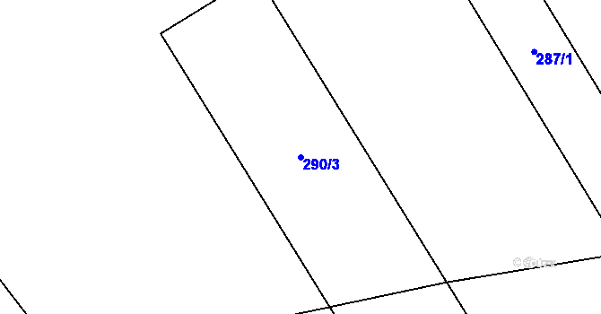 Parcela st. 290/3 v KÚ Droždín, Katastrální mapa