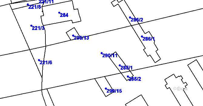 Parcela st. 290/11 v KÚ Droždín, Katastrální mapa