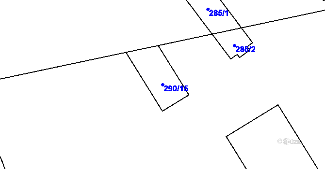 Parcela st. 290/15 v KÚ Droždín, Katastrální mapa