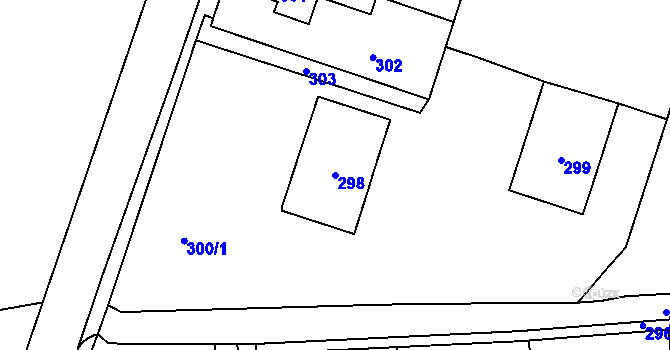 Parcela st. 298 v KÚ Droždín, Katastrální mapa