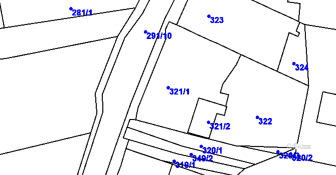 Parcela st. 321/1 v KÚ Droždín, Katastrální mapa