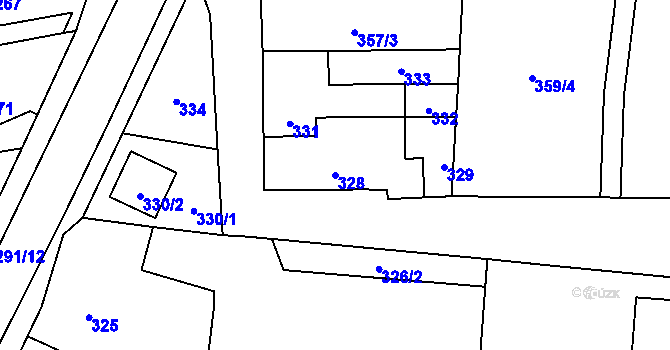 Parcela st. 328 v KÚ Droždín, Katastrální mapa
