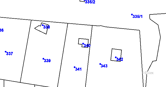 Parcela st. 340 v KÚ Droždín, Katastrální mapa