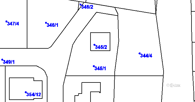 Parcela st. 345 v KÚ Droždín, Katastrální mapa