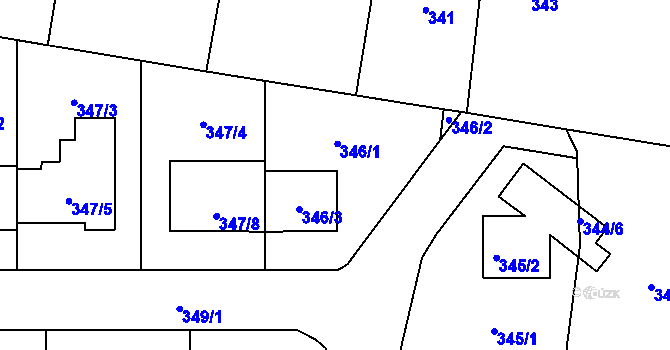 Parcela st. 346 v KÚ Droždín, Katastrální mapa