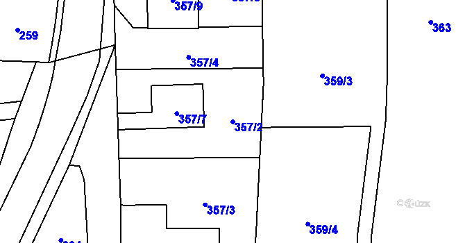 Parcela st. 357/2 v KÚ Droždín, Katastrální mapa