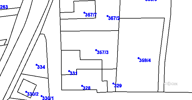 Parcela st. 357/3 v KÚ Droždín, Katastrální mapa