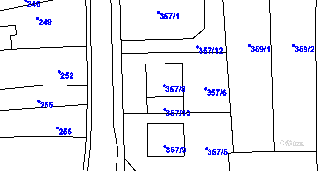 Parcela st. 357/8 v KÚ Droždín, Katastrální mapa