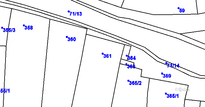 Parcela st. 361 v KÚ Droždín, Katastrální mapa