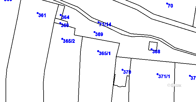 Parcela st. 365/1 v KÚ Droždín, Katastrální mapa