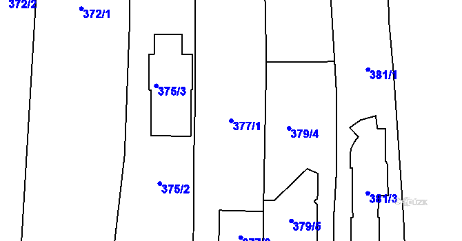 Parcela st. 377/1 v KÚ Droždín, Katastrální mapa