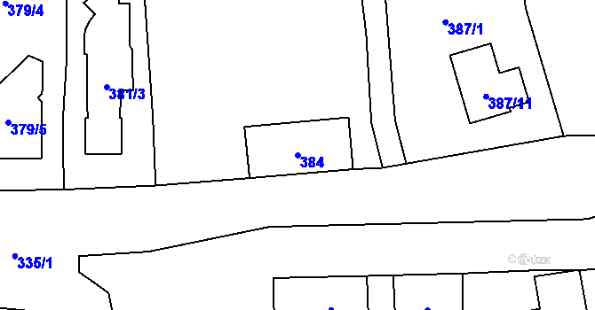 Parcela st. 384 v KÚ Droždín, Katastrální mapa