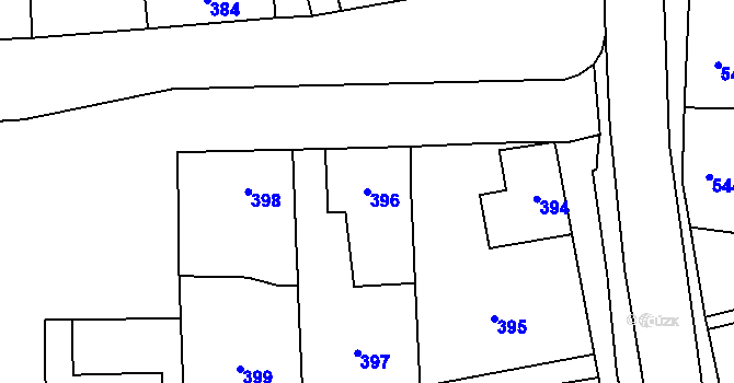Parcela st. 396 v KÚ Droždín, Katastrální mapa