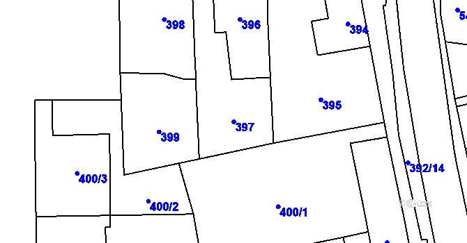 Parcela st. 397 v KÚ Droždín, Katastrální mapa