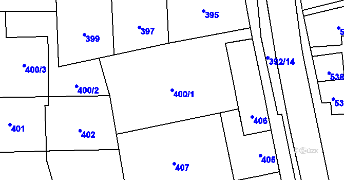Parcela st. 400/1 v KÚ Droždín, Katastrální mapa