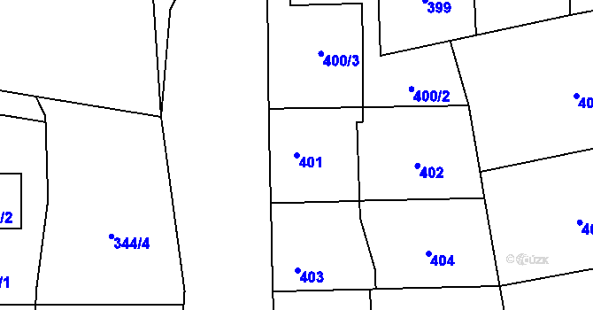 Parcela st. 401 v KÚ Droždín, Katastrální mapa