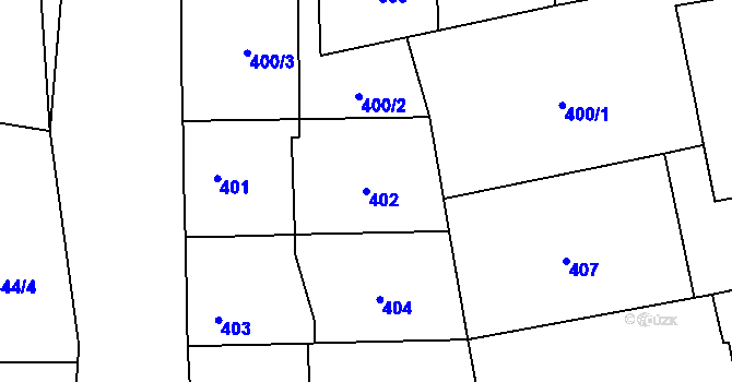 Parcela st. 402 v KÚ Droždín, Katastrální mapa