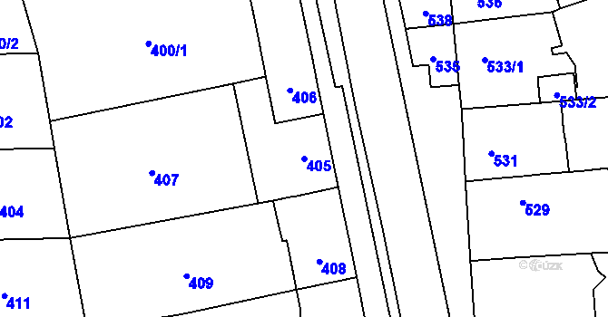 Parcela st. 405 v KÚ Droždín, Katastrální mapa
